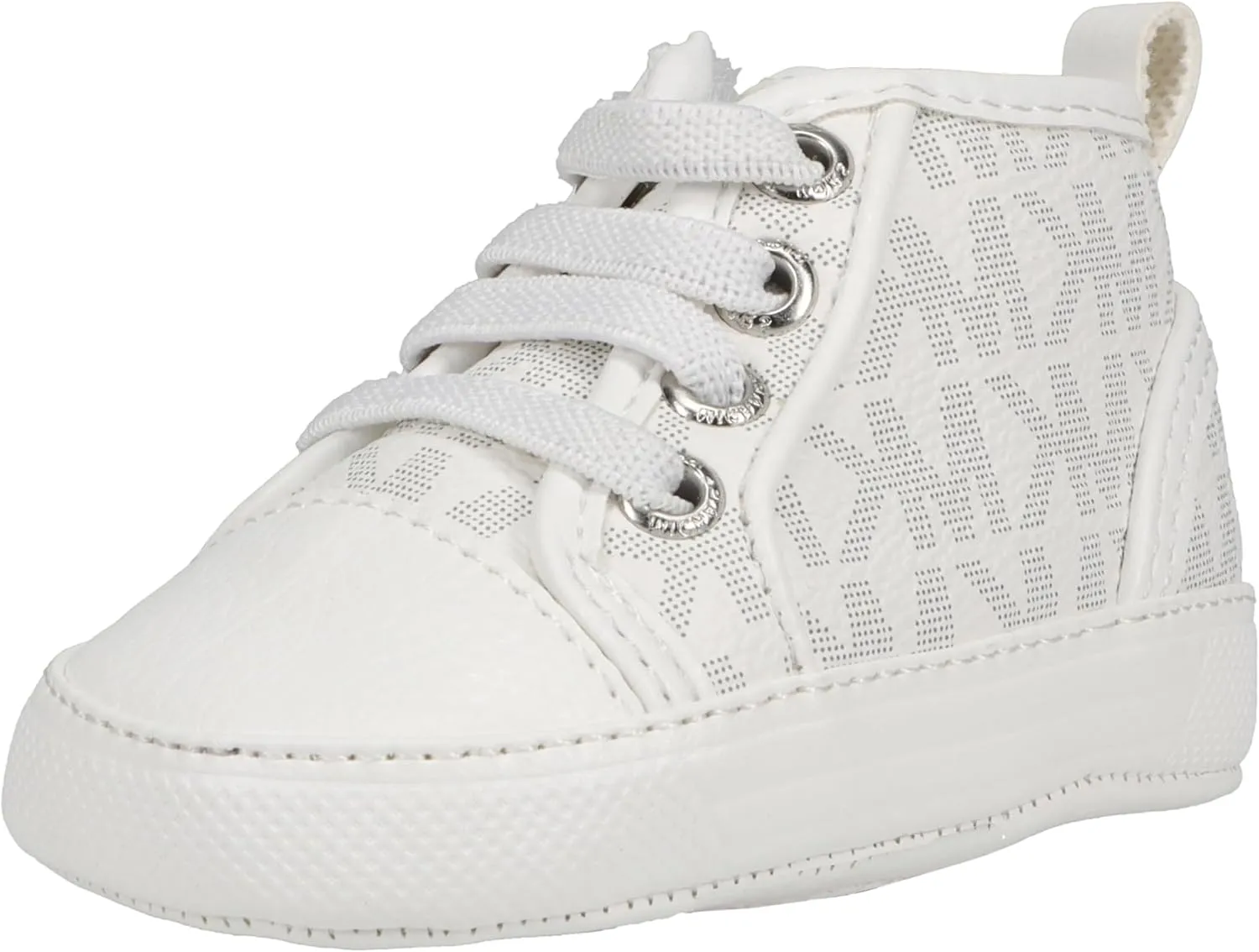MICHAEL KORS Girls Baby Split Crib Shoe, White Silver, 1 Infant