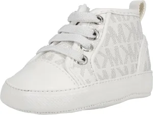 MICHAEL KORS Girls Baby Split Crib Shoe, White Silver, 1 Infant