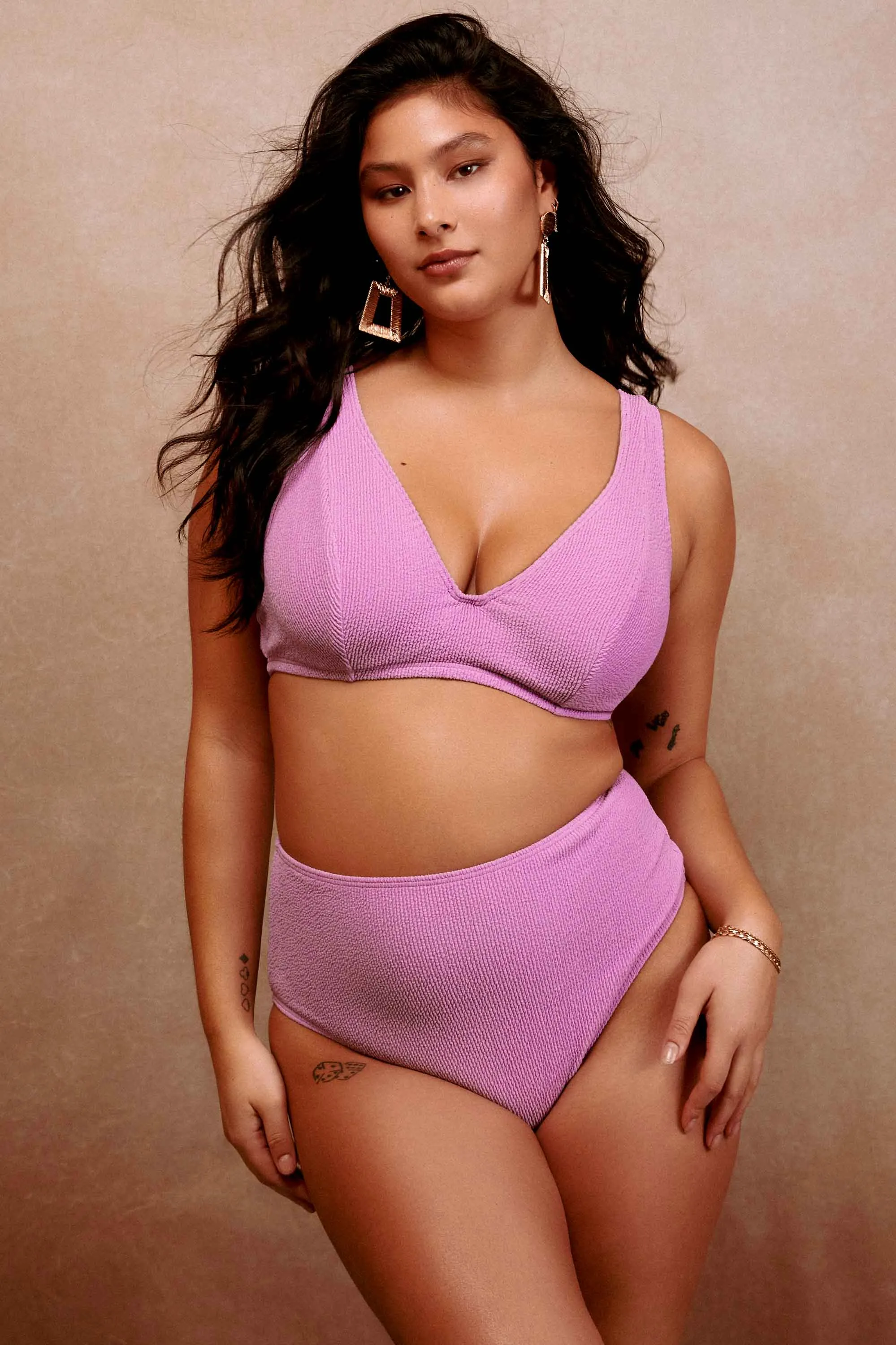 Mila Lilac Scrunch High-Waisted Bikini Bottom