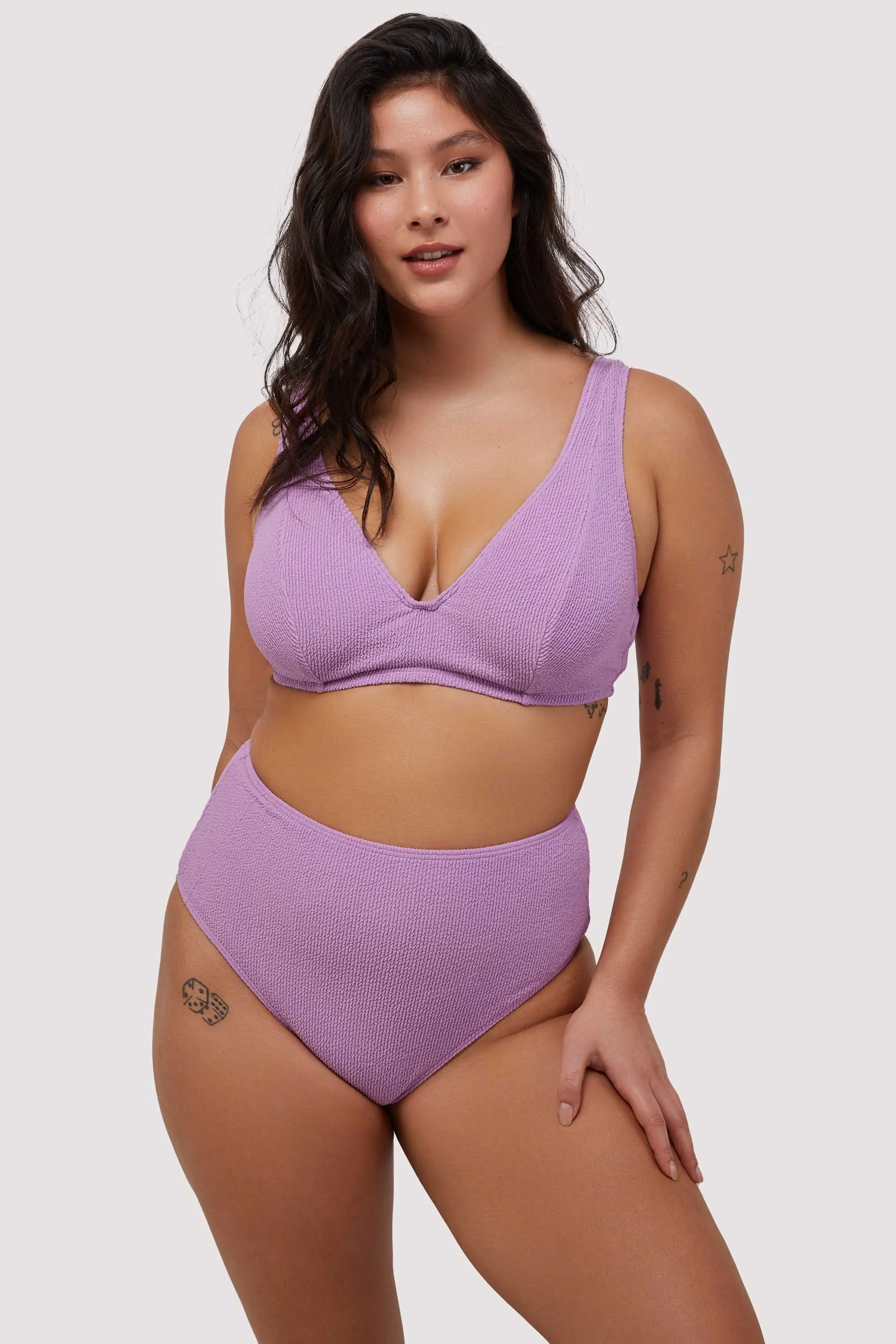 Mila Lilac Scrunch High-Waisted Bikini Bottom