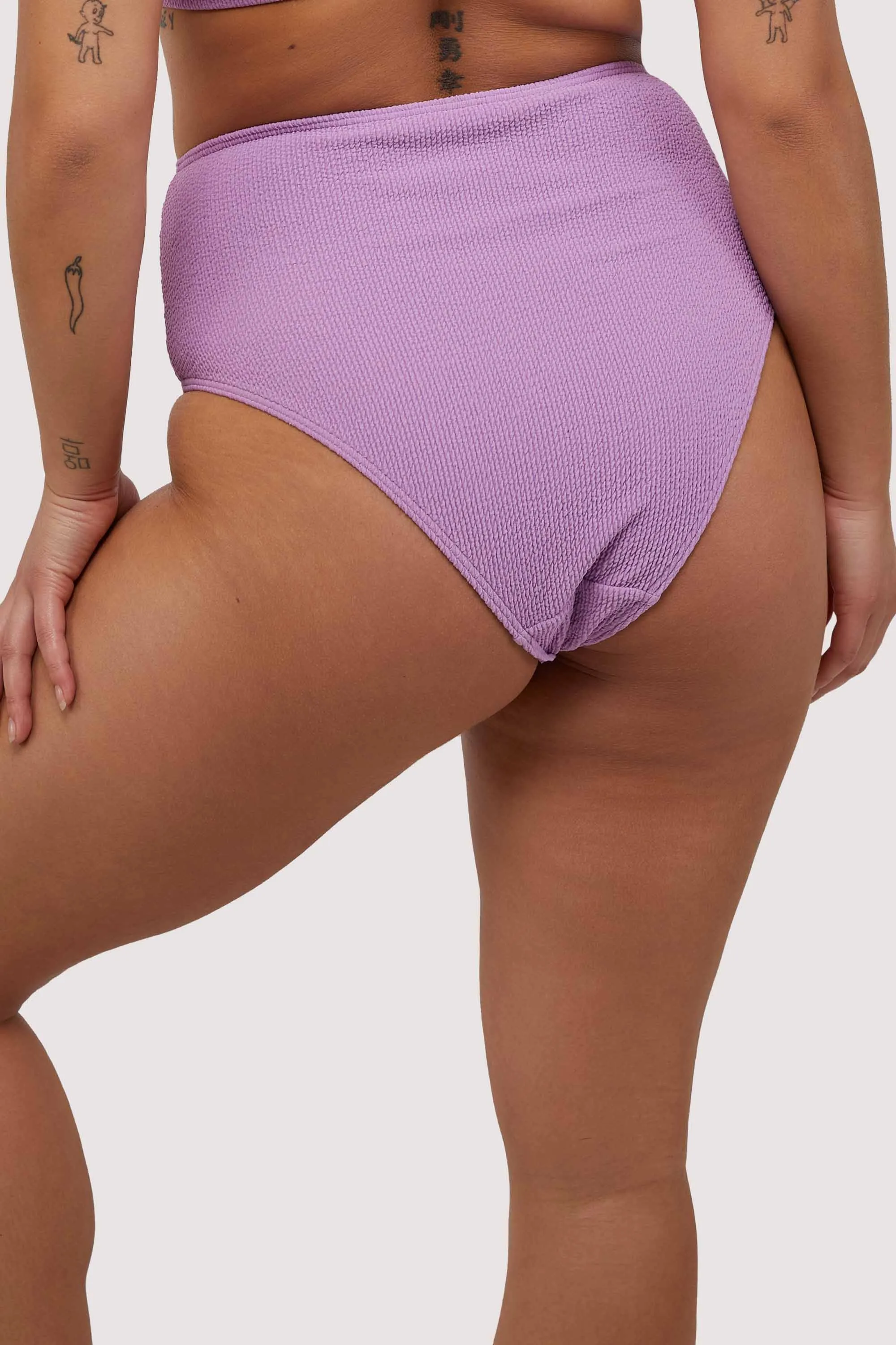 Mila Lilac Scrunch High-Waisted Bikini Bottom