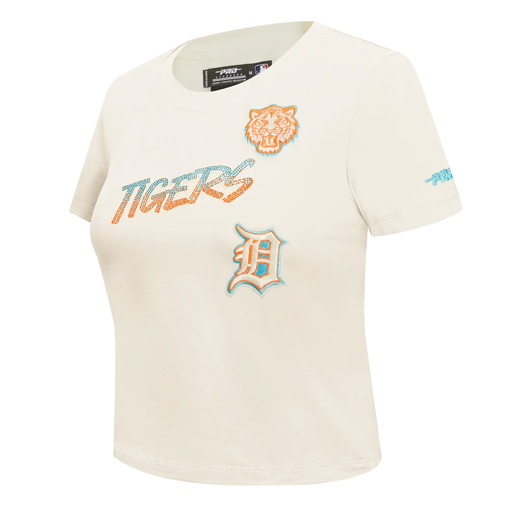 MLB DETROIT TIGERS HIGH IMPACT WOMEN'S BABY DOLL TOP (EGGSHELL)