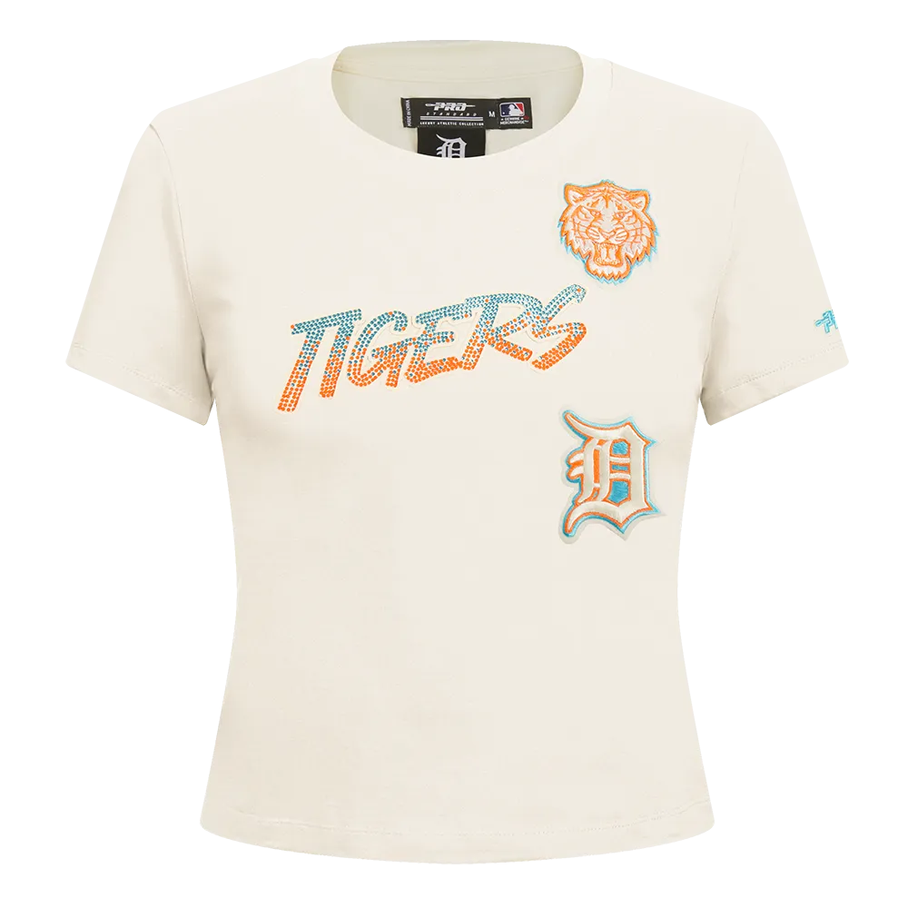 MLB DETROIT TIGERS HIGH IMPACT WOMEN'S BABY DOLL TOP (EGGSHELL)