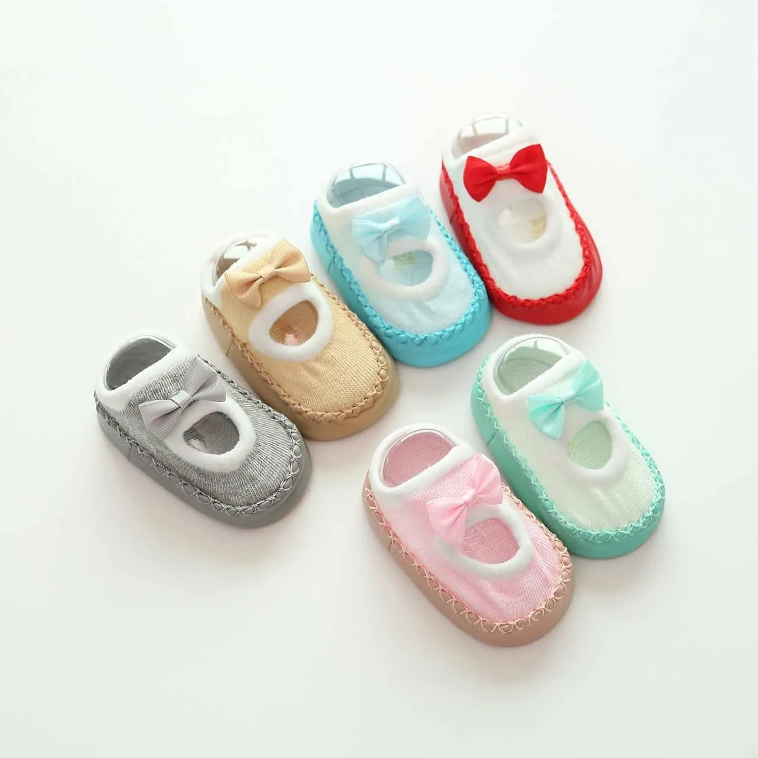 Newborn Baby Boys Girls First Walkers Shoes,Unisex Infant Soft Non-Slip Sole Indoor Slippers,Cartoon Floor Socks Slippers (C, 6-12 Months)