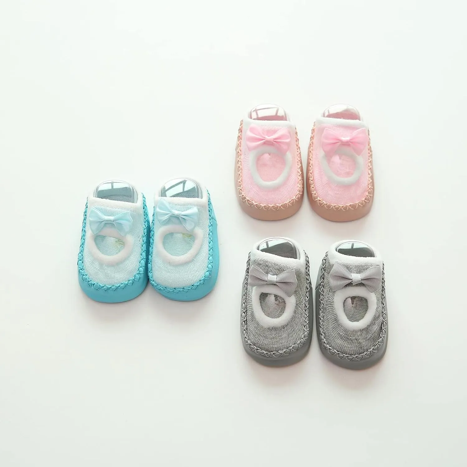 Newborn Baby Boys Girls First Walkers Shoes,Unisex Infant Soft Non-Slip Sole Indoor Slippers,Cartoon Floor Socks Slippers (C, 6-12 Months)