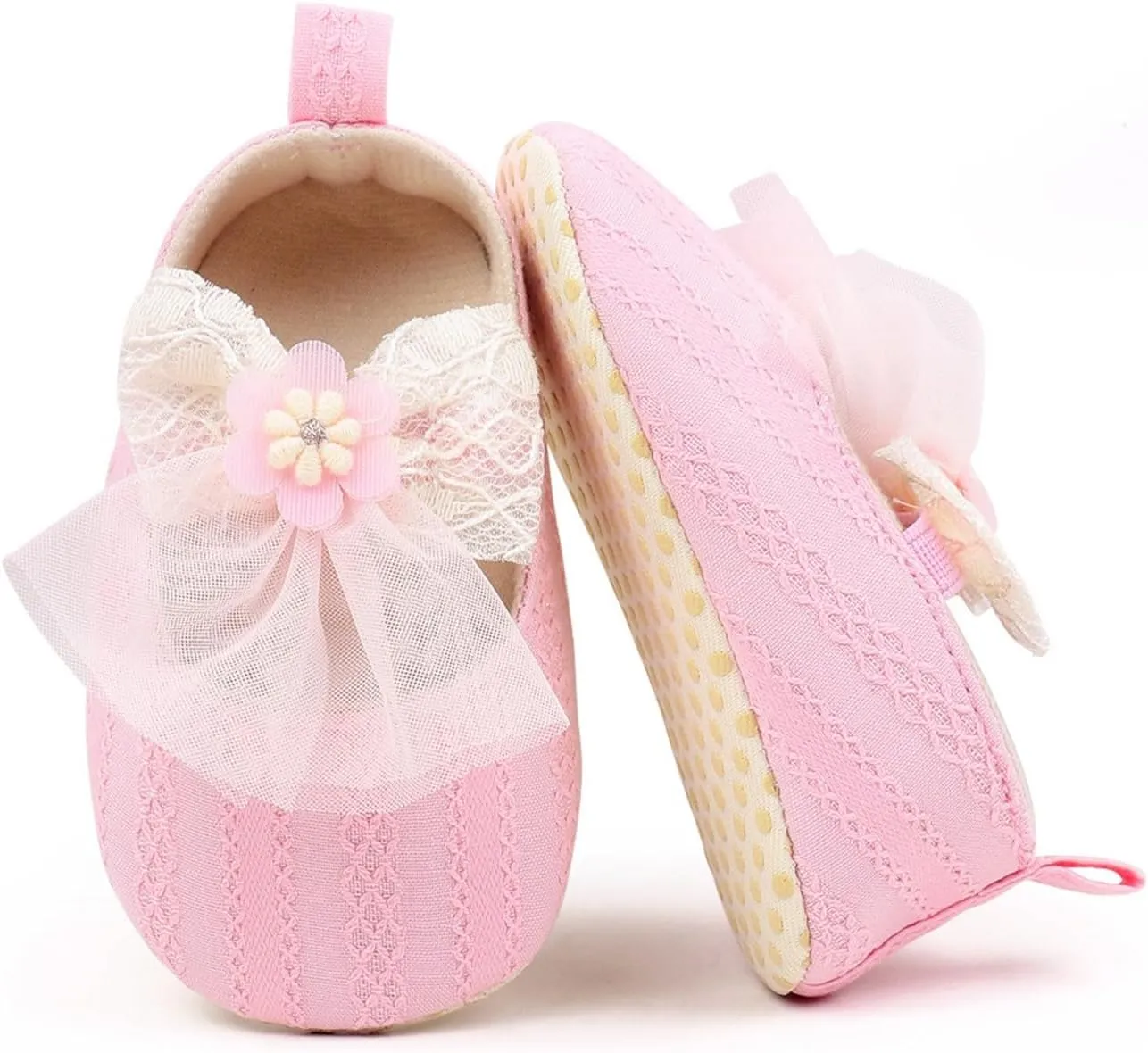 Newborn Baby Girls Dress Shoes Infant Bowknot Soft Sole Mary Jane Christening Shoes Wedding