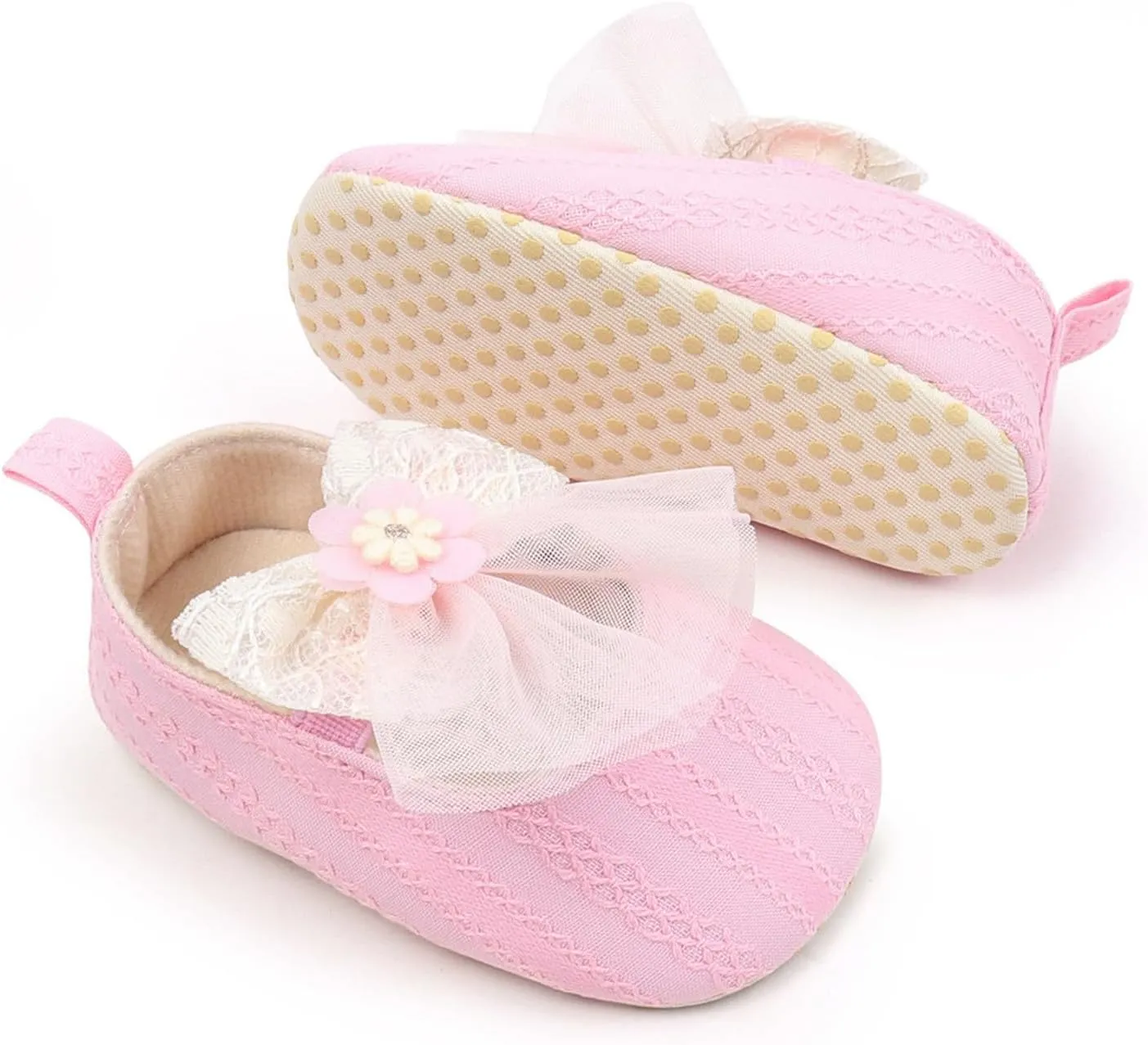 Newborn Baby Girls Dress Shoes Infant Bowknot Soft Sole Mary Jane Christening Shoes Wedding