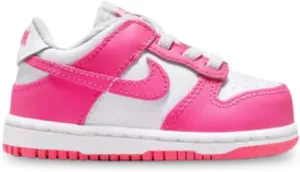 Nike Dunk Low Baby/Toddler Shoes (FB9107-102, White/Pink/Laser Fuchsia) Size 2