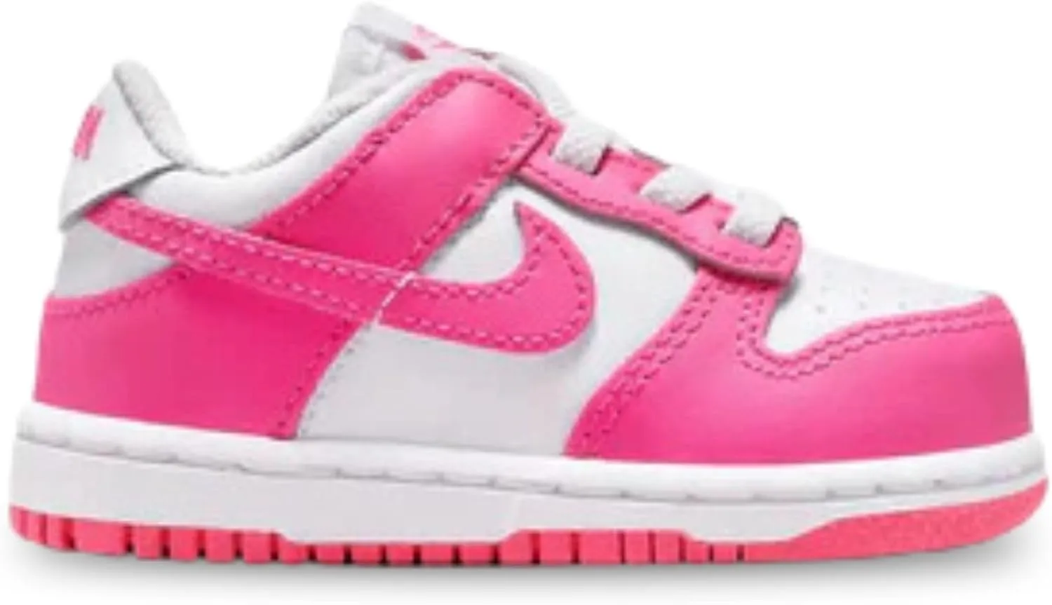 Nike Dunk Low Baby/Toddler Shoes (FB9107-102, White/Pink/Laser Fuchsia) Size 2