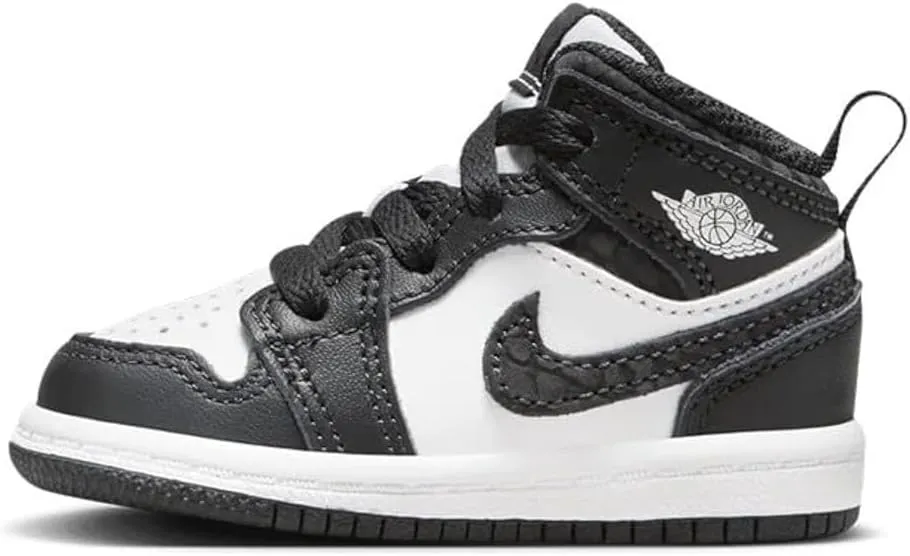 Nike Jordan 1 Mid SE Baby/Toddler Shoes (FB9912-001, Off Noir/White/Black/Black) Size 3