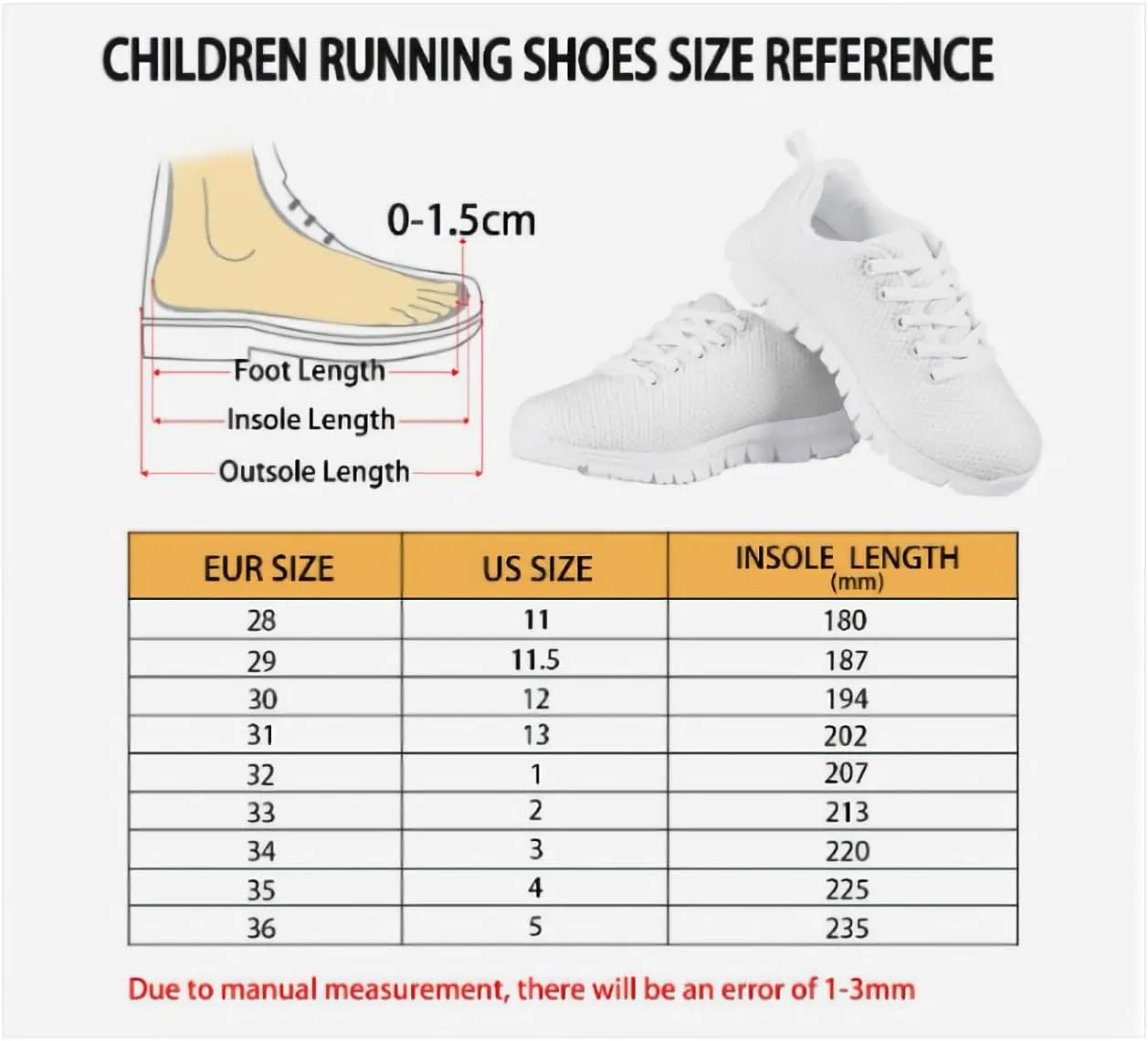 Non-Slip Sport Shoes for Girls Kids Casual Daily Size 11-5