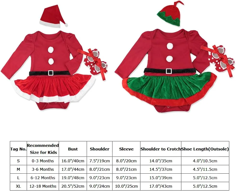 ODIZLI Infant Newborn Baby Girl Christmas Romper Headband Shoes and Leg Warmers Set