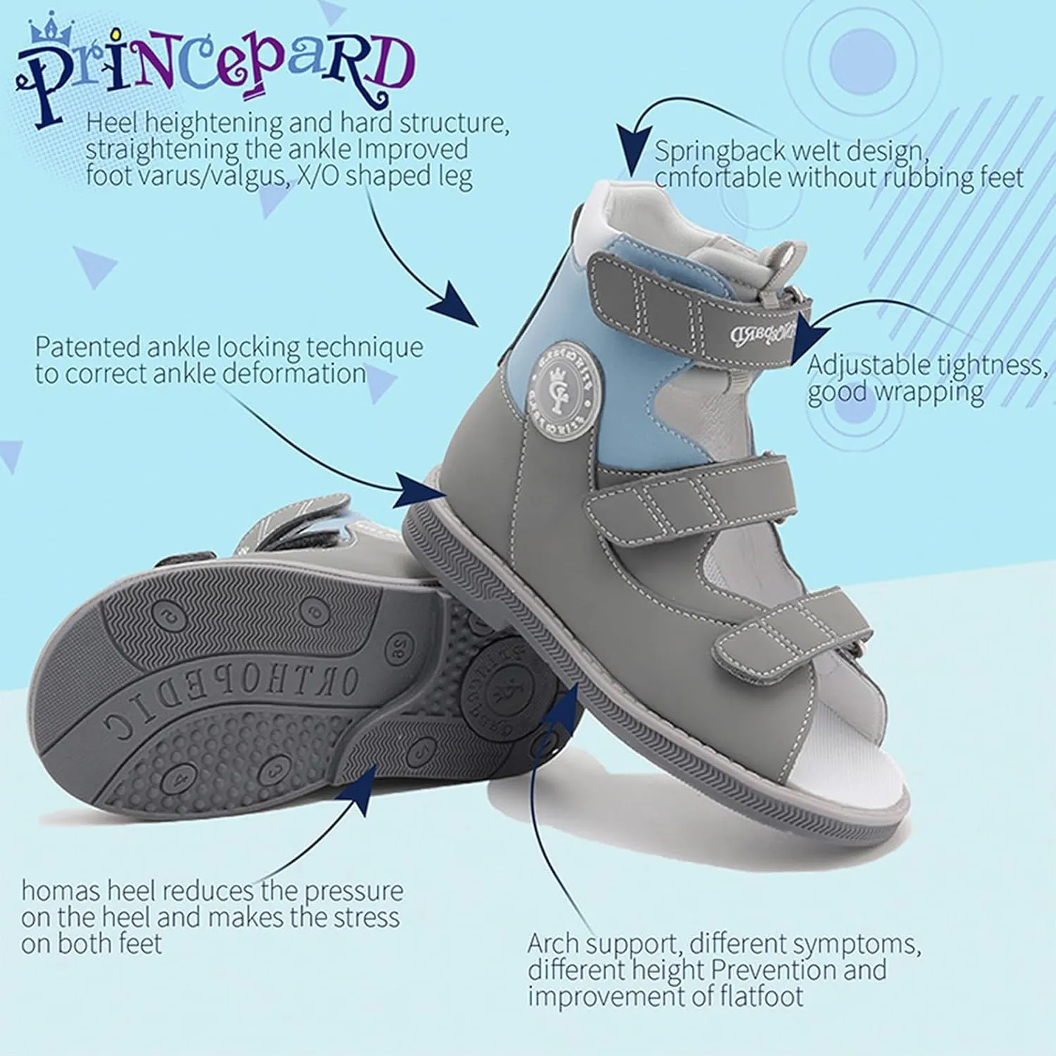 Orthopedic Sandal for kids,Corrective High-Top Shoes with Ankle and Arch Support