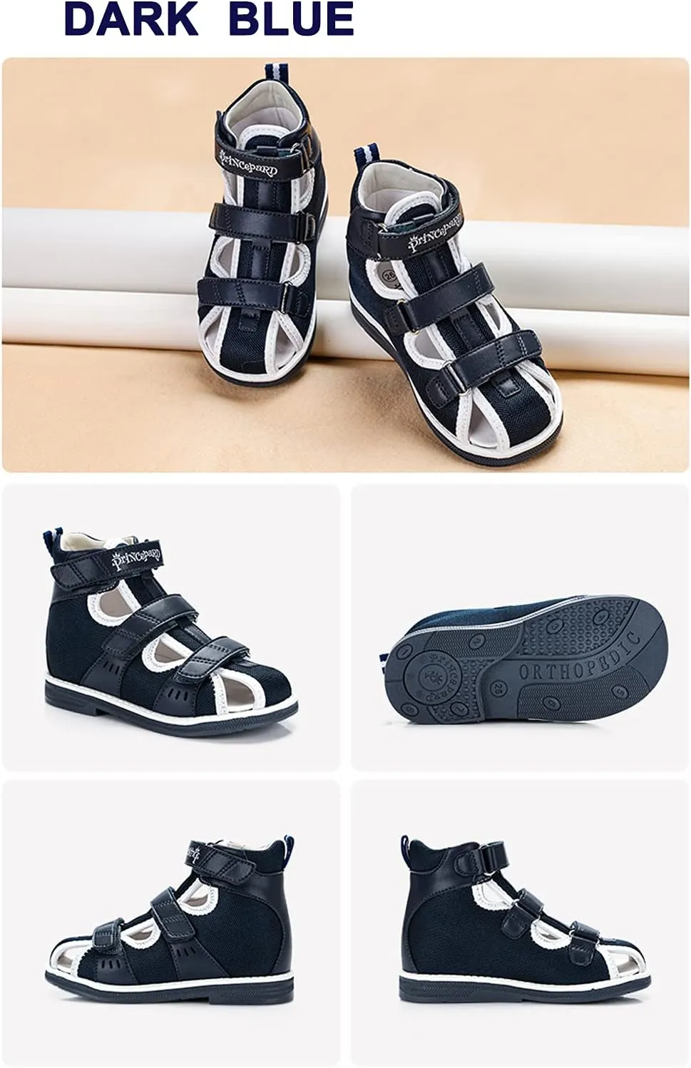 Orthopedic Sandals for Kids and Toddlers, Summer Children's Corrective Shoes for Boys and Girls Flat Feet or Tiptoe Walking,High-Top Ankle Support and Anti-Slip Sole