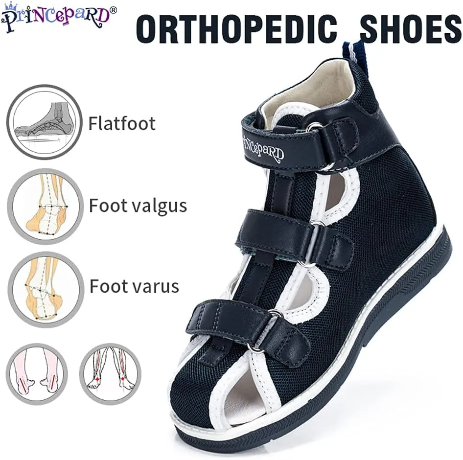 Orthopedic Sandals for Kids and Toddlers, Summer Children's Corrective Shoes for Boys and Girls Flat Feet or Tiptoe Walking,High-Top Ankle Support and Anti-Slip Sole