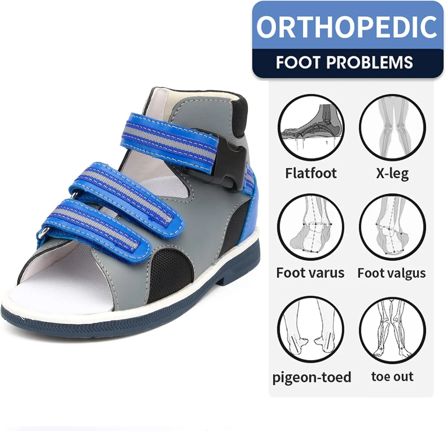 Orthopedic Sandals for Toddlers,Little Kids Leather Corrective Shoes with Arch and Ankle Support for Children's Foot Problems