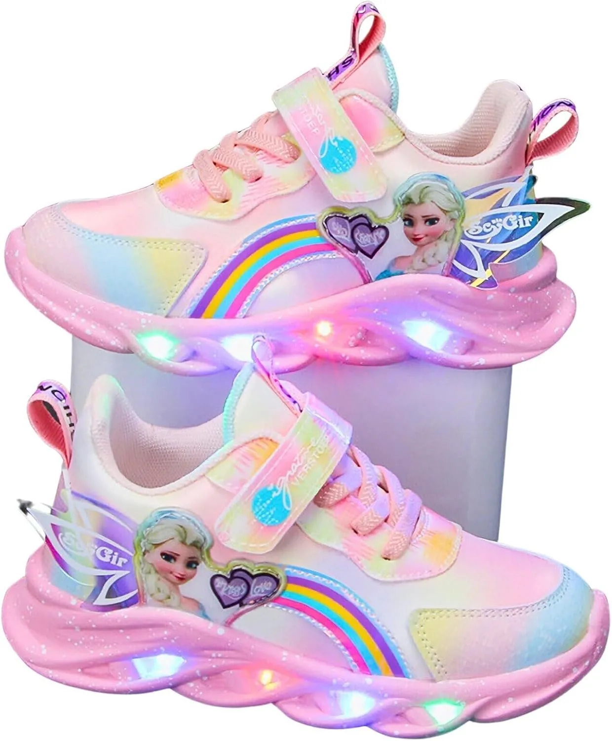 Princess Sneakers for Girls Light Up Shoes Zapatos para Nias Baby Toddler Shoes Birthday Tenis para Nias Xmas