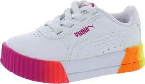 PUMA Carina Neon Fade Ac Baby Girls Shoes Size 6, Color: White/Pink