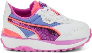 PUMA Infant Girls Cruise Rider Glitzy Ac Lace Up Sneakers Shoes Casual - Blue, Orange, Purple, White - Size 4 M