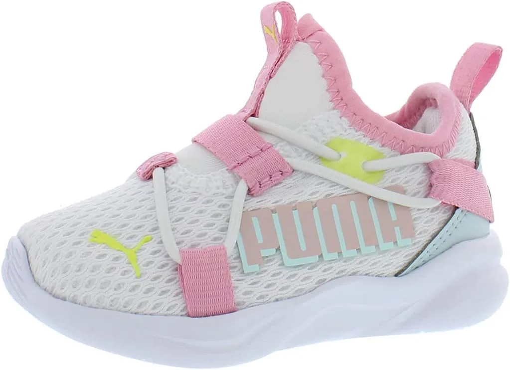 PUMA Rift Slip On Pop Glitch Baby Girls Shoes Size 8, Color: White/Pink