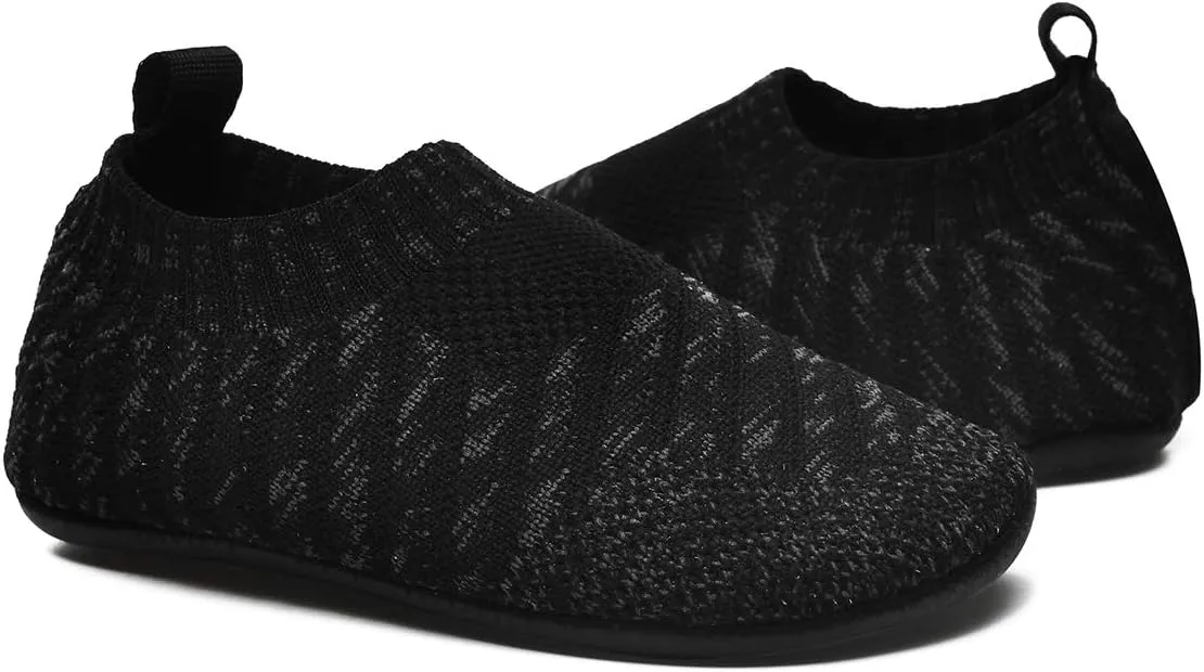 QZKDM Indoor Outdoor Non-Slip Toddler Slippers Shoes Lightweight Kids First Walkers House Shoes for Boys Girls with Rubber Sole Grip
