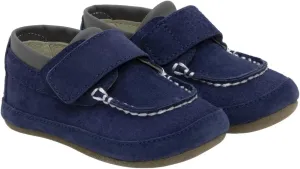 Robeez First Kicks Baby Boy and Unisex Shoes and Sandals for Infant/Toddlers, Boden Navy Nubuck, 0-3 Months
