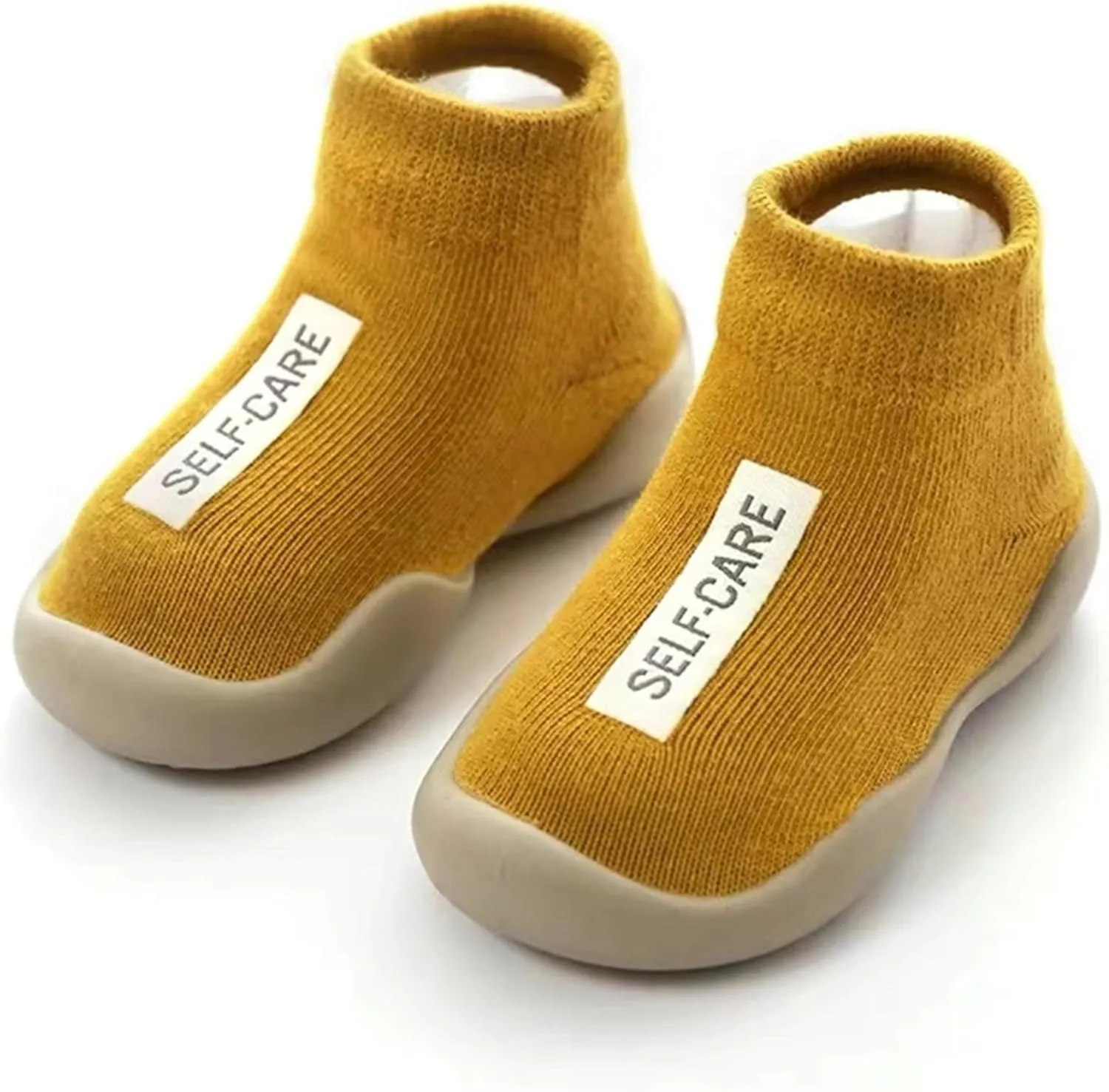 Simple Baby Toddler Sneakers Non-Slip Walking Shoes for Kids Boys and Girls, Stylish Indoor Outdoor Cotton Easy Pull-On Outerwear Shoes Socks with Logo
