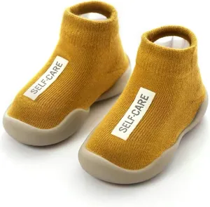 Simple Baby Toddler Sneakers Non-Slip Walking Shoes for Kids Boys and Girls, Stylish Indoor Outdoor Cotton Easy Pull-On Outerwear Shoes Socks with Logo