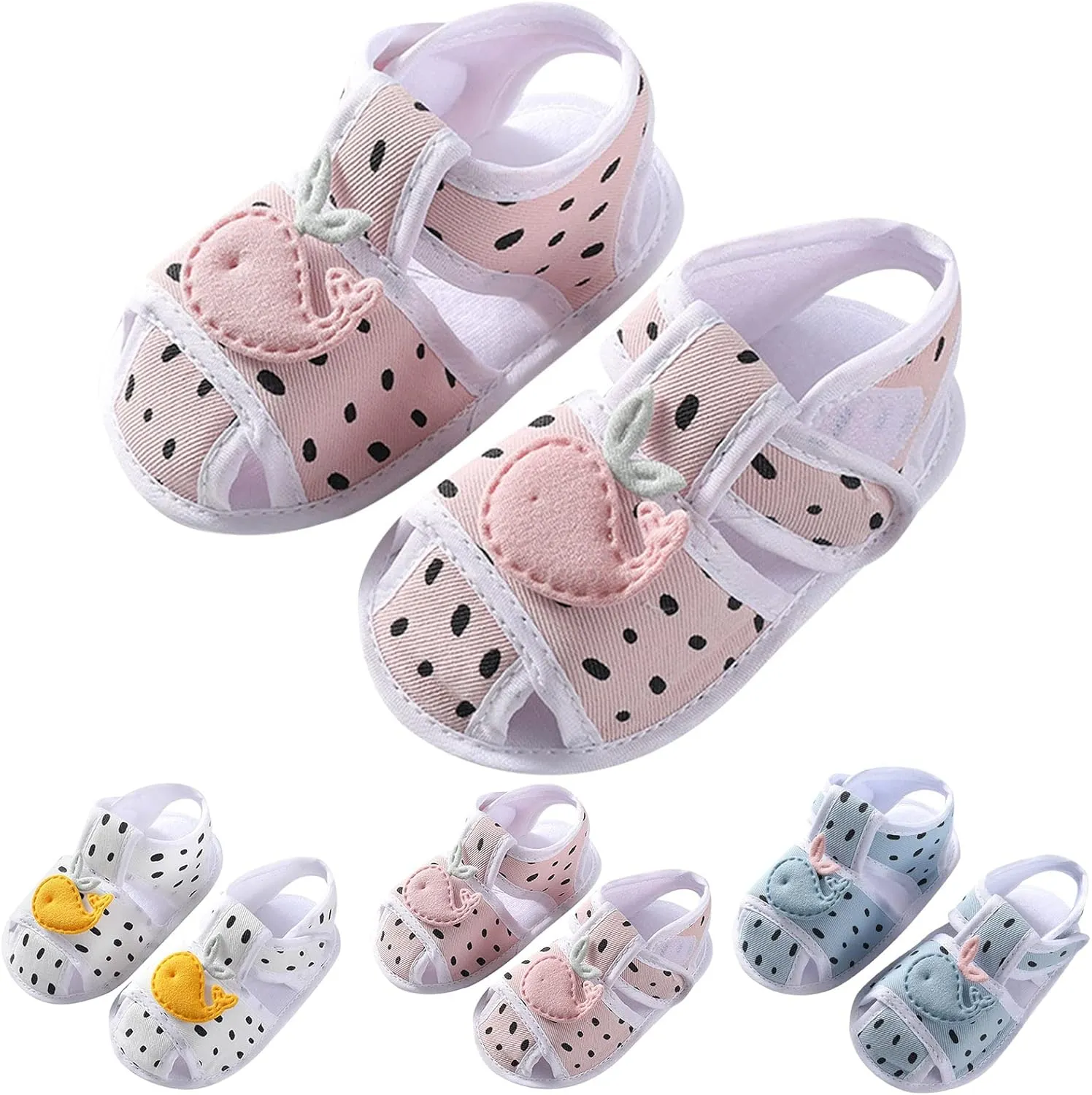 Slides for Babies Toddler Shoes Sandals Flat Bottom Lightweight Breathable Soft Comfortable Hook Loop Cute Animal Pattern