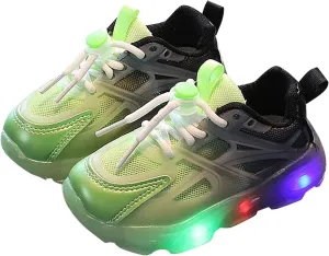 Slip on Girls Children's Sneakers Color Gradient LED Light Shoes Dad Shoes Lace Up Soft Soles Girl Shoes for Toddlers