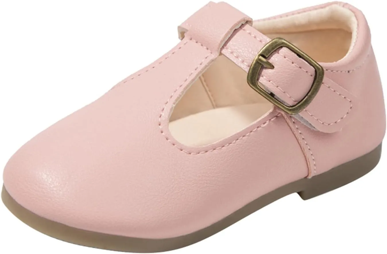 Small Leather Shoes for Girls Mary Jane Shoes,Low Heel Dance lats Flower Girl Wedding Party School Shoes