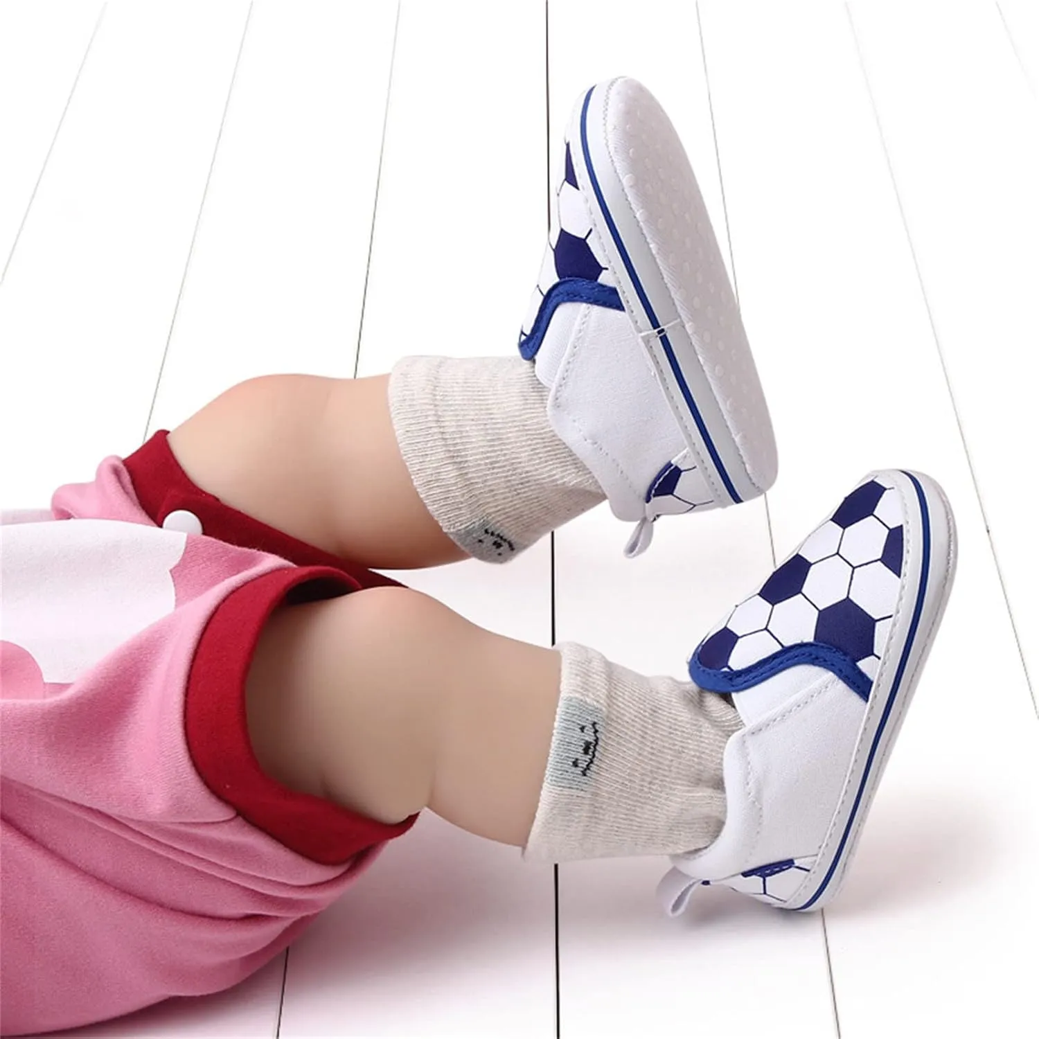 Spring and Summer Children Baby Toddler Shoes Boys and Girls Casual Shoes Flat Bottom Light Slip On Comfortable Football Print Toddler Shoes That Make Noise