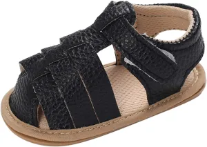 Spring and Summer Children Baby Toddler Shoes Boys and Girls Sandals Round Toe Flat Bottom Light Hook Loop Solid Color Newborn Sandals for Girls