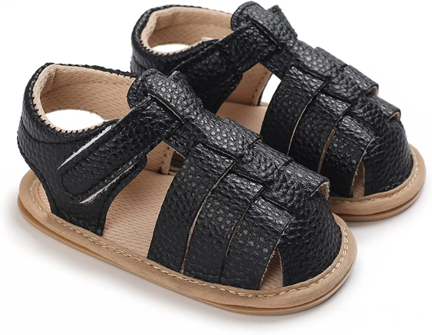 Spring and Summer Children Baby Toddler Shoes Boys and Girls Sandals Round Toe Flat Bottom Light Hook Loop Solid Color Newborn Sandals for Girls