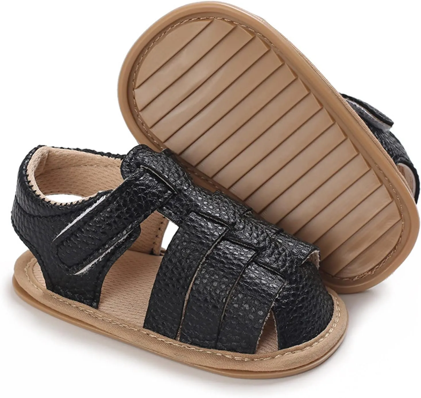 Spring and Summer Children Baby Toddler Shoes Boys and Girls Sandals Round Toe Flat Bottom Light Hook Loop Solid Color Newborn Sandals for Girls