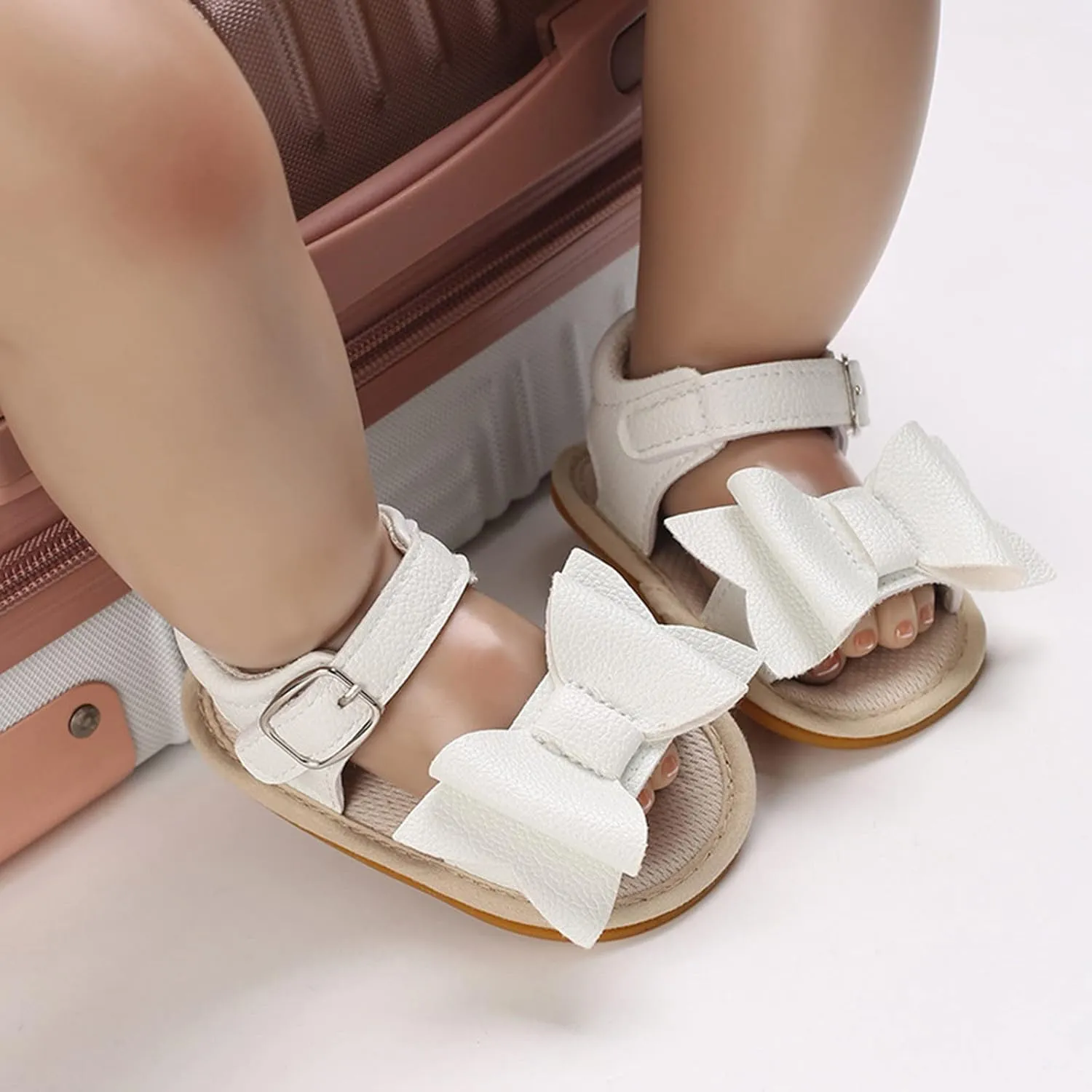 Spring And Summer Children Baby Toddler Shoes Boys And Girls Sandals Solid Color Bow Buckle Open Infant Dress Shoes Boys