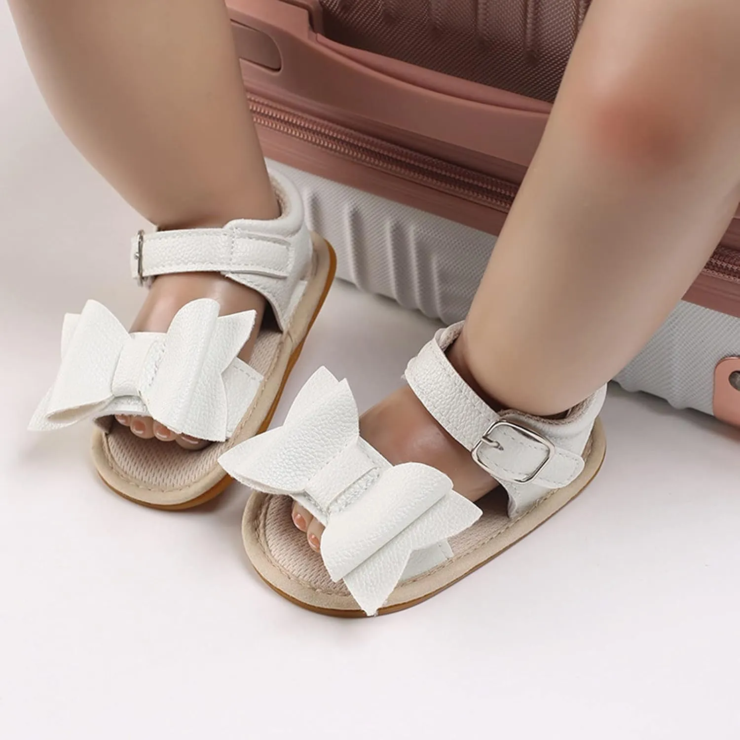 Spring And Summer Children Baby Toddler Shoes Boys And Girls Sandals Solid Color Bow Buckle Open Infant Dress Shoes Boys
