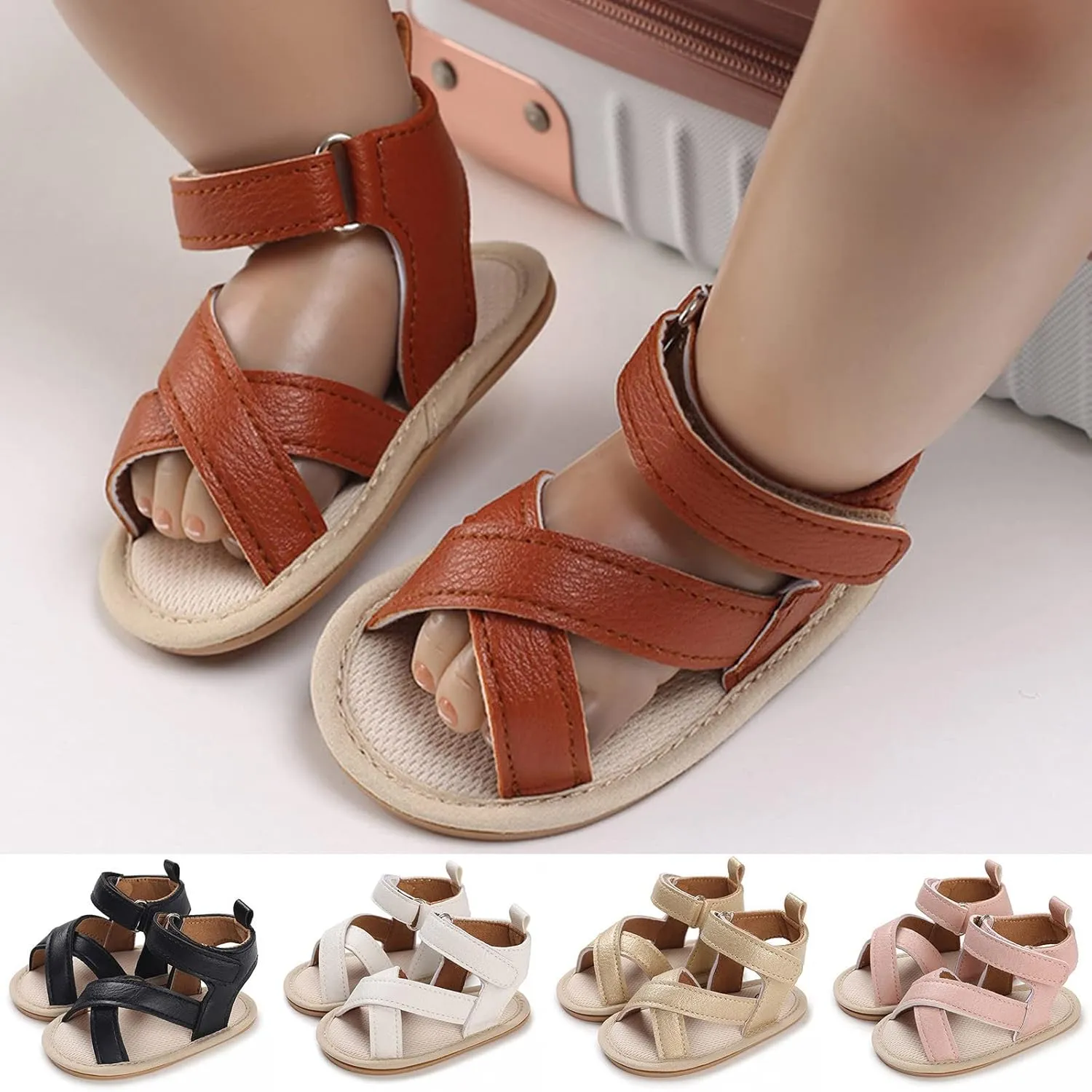 Spring And Summer Children Baby Toddler Shoes Boys And Girls Sandals Solid Color Open Toe Breathable Sheep Baby Slippers