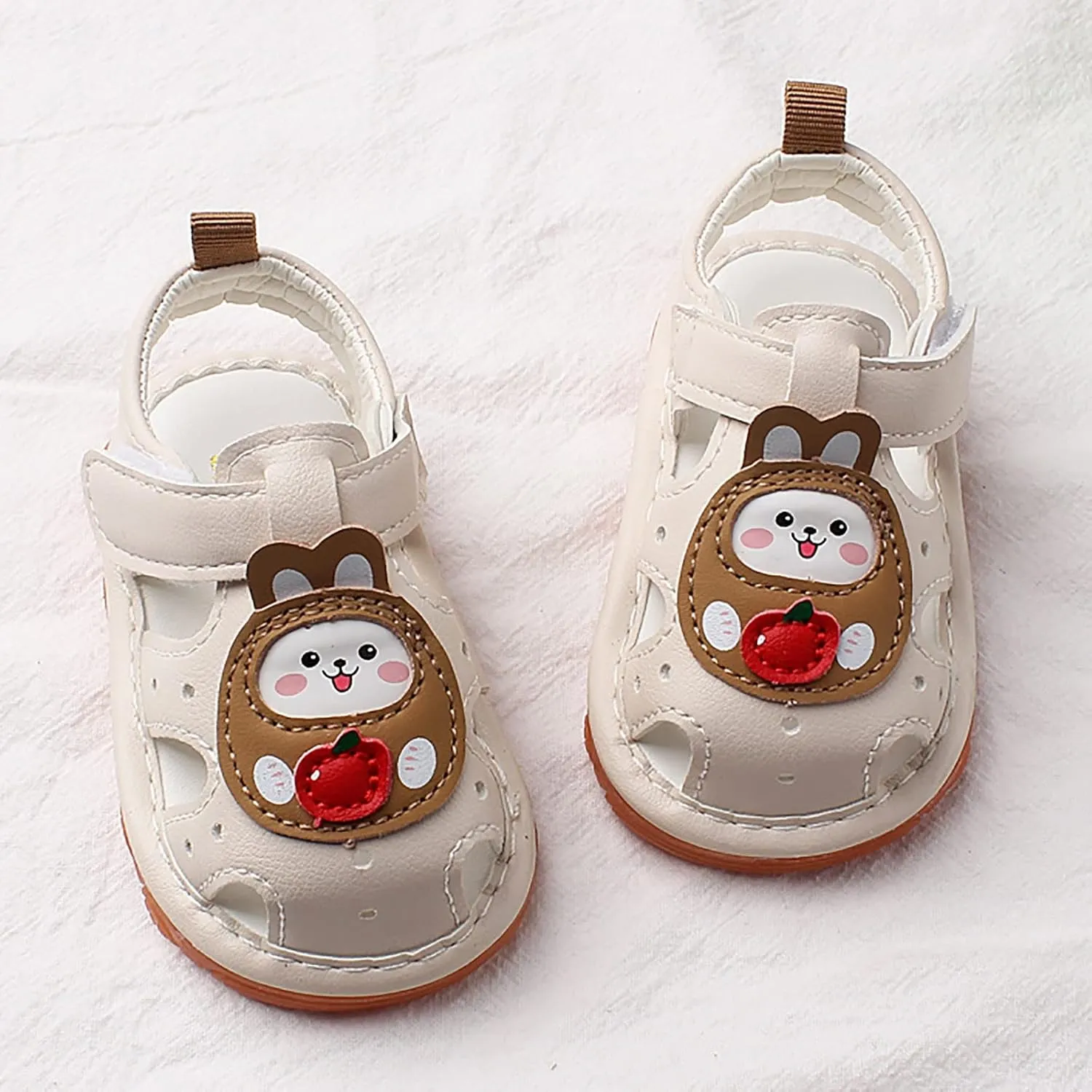 Squeaky Shoes for Infant, Baby Girls Boys Cartoon Anti-Slip First Walking Shoes Rubber Soft Sole Open-Toe Sandals