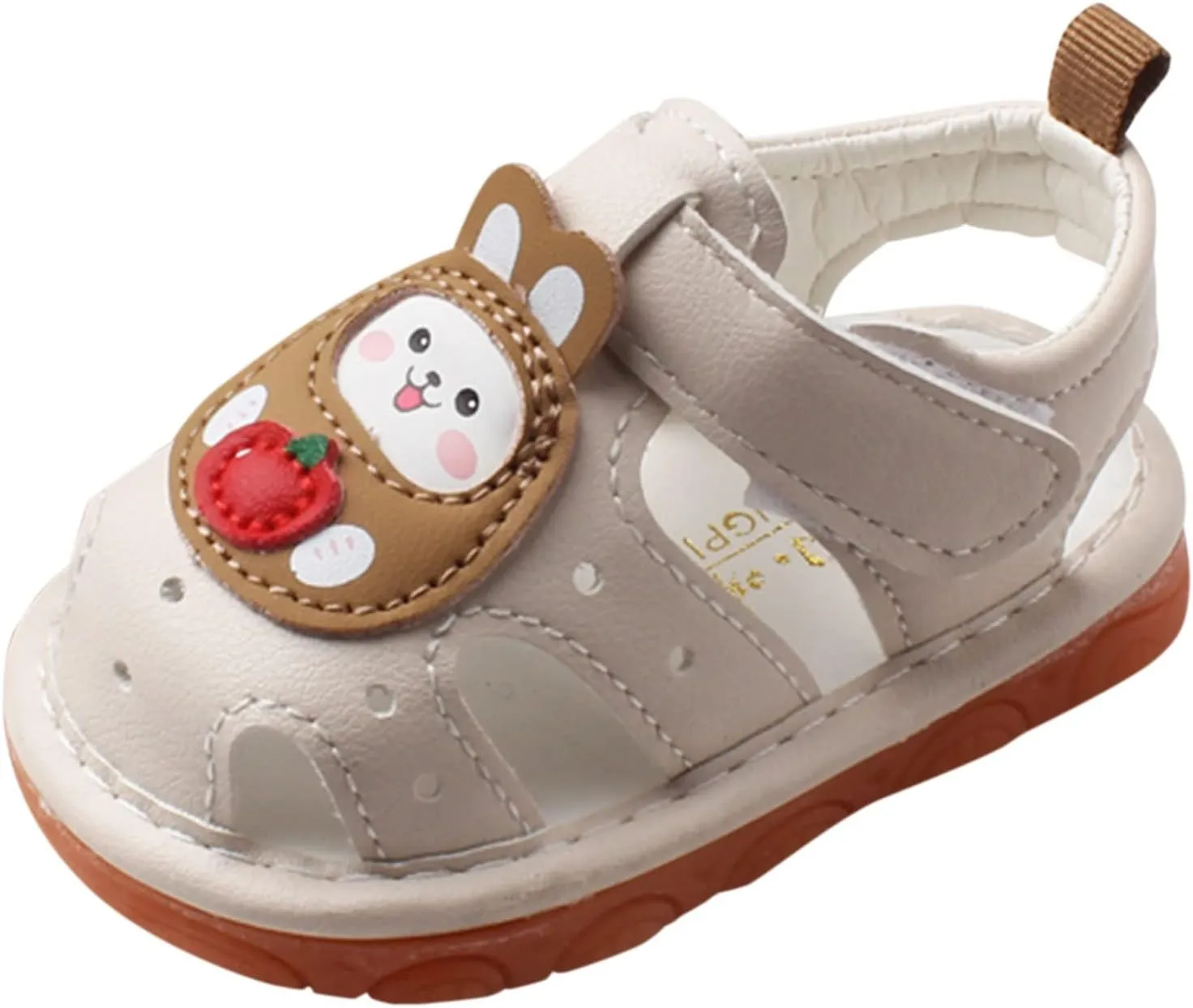 Squeaky Shoes for Infant, Baby Girls Boys Cartoon Anti-Slip First Walking Shoes Rubber Soft Sole Open-Toe Sandals