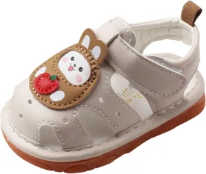 Squeaky Shoes for Infant, Baby Girls Boys Cartoon Anti-Slip First Walking Shoes Rubber Soft Sole Open-Toe Sandals