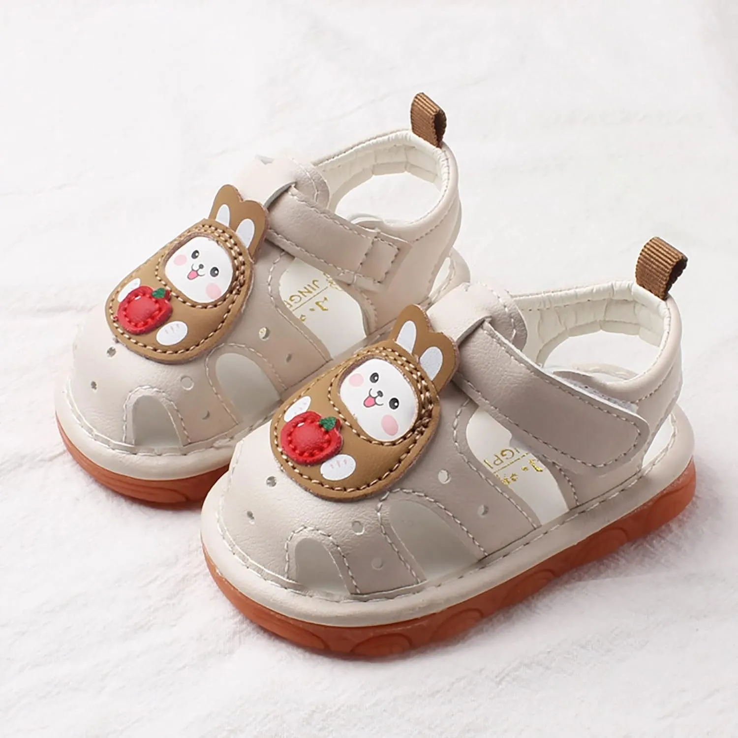 Squeaky Shoes for Infant, Baby Girls Boys Cartoon Anti-Slip First Walking Shoes Rubber Soft Sole Open-Toe Sandals