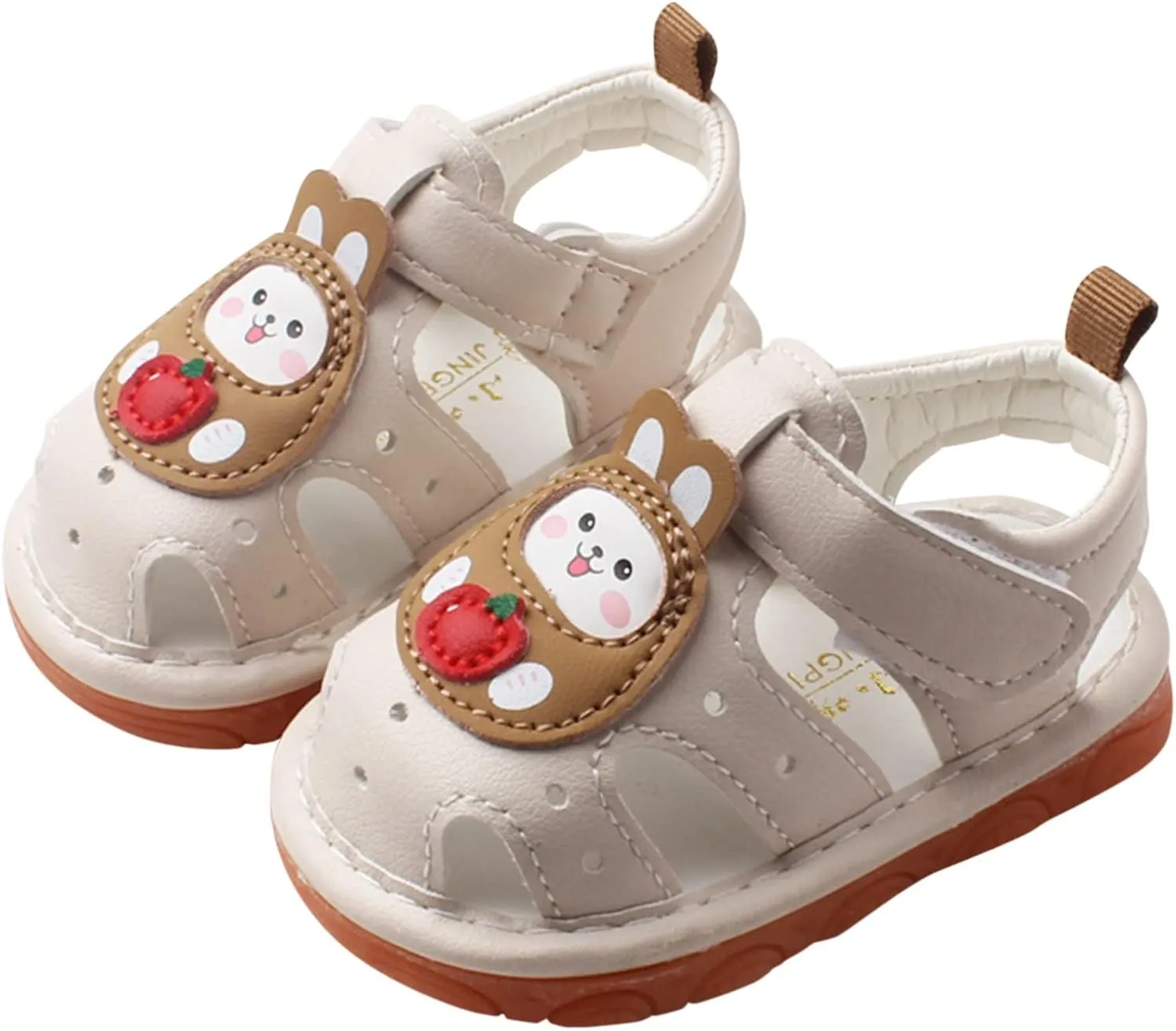 Squeaky Shoes for Infant, Baby Girls Boys Cartoon Anti-Slip First Walking Shoes Rubber Soft Sole Open-Toe Sandals