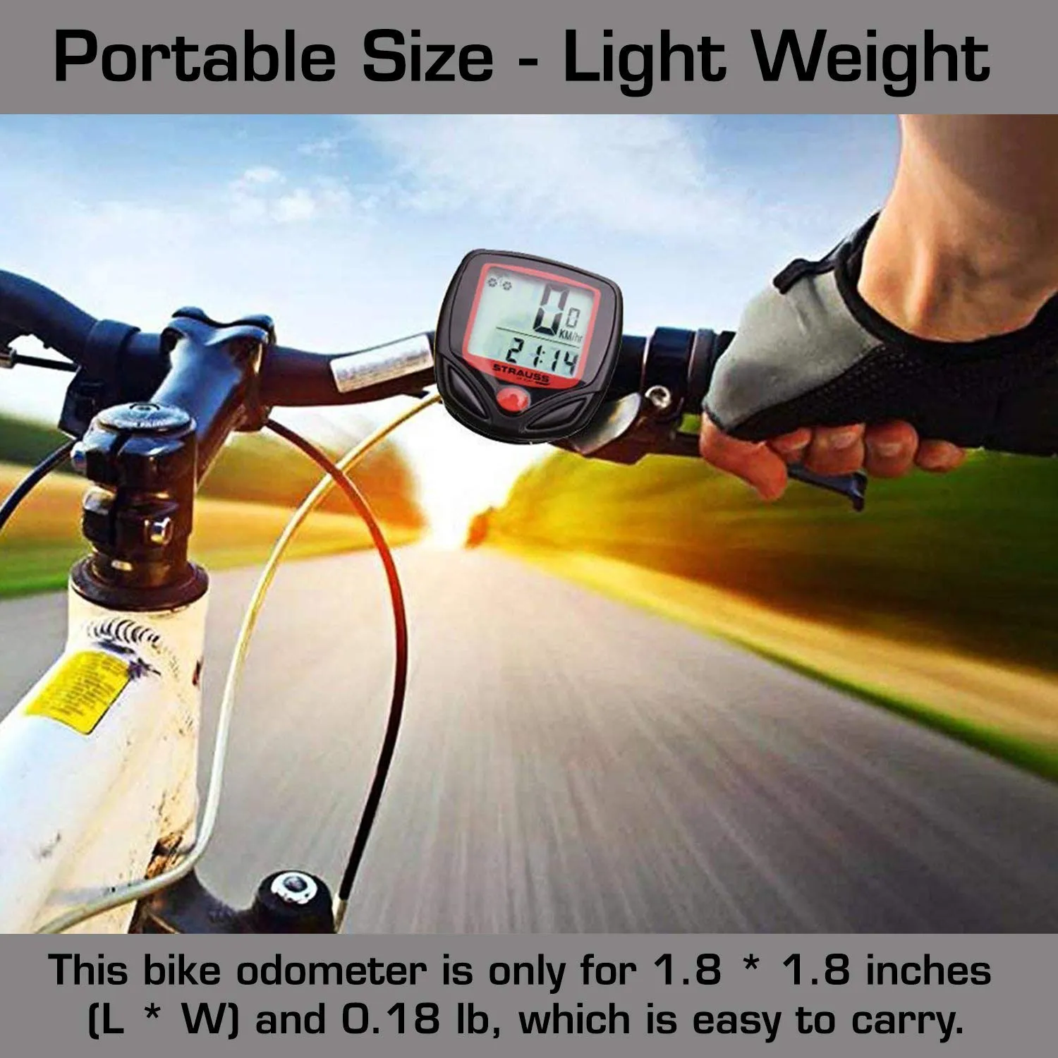 Strauss Bicycle Speedometer, (Black/Red) and Mobile Holder (Black)
