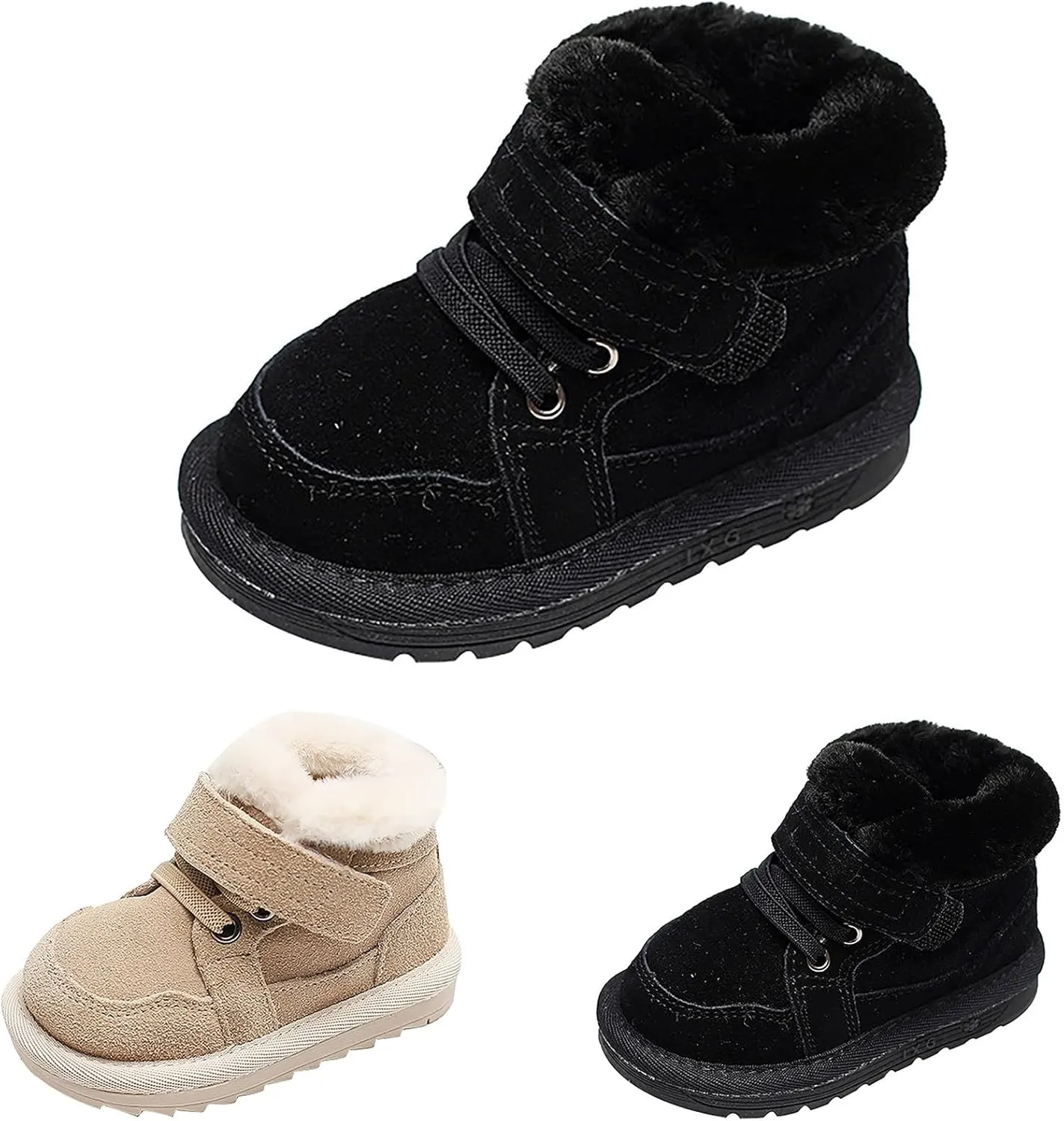 Toddler Baby Boys Girls High Tops Fleece Ankle Sneakers Soft Anti-Slip Sole PU Leather Warm Baby Shoes Toddler Girl