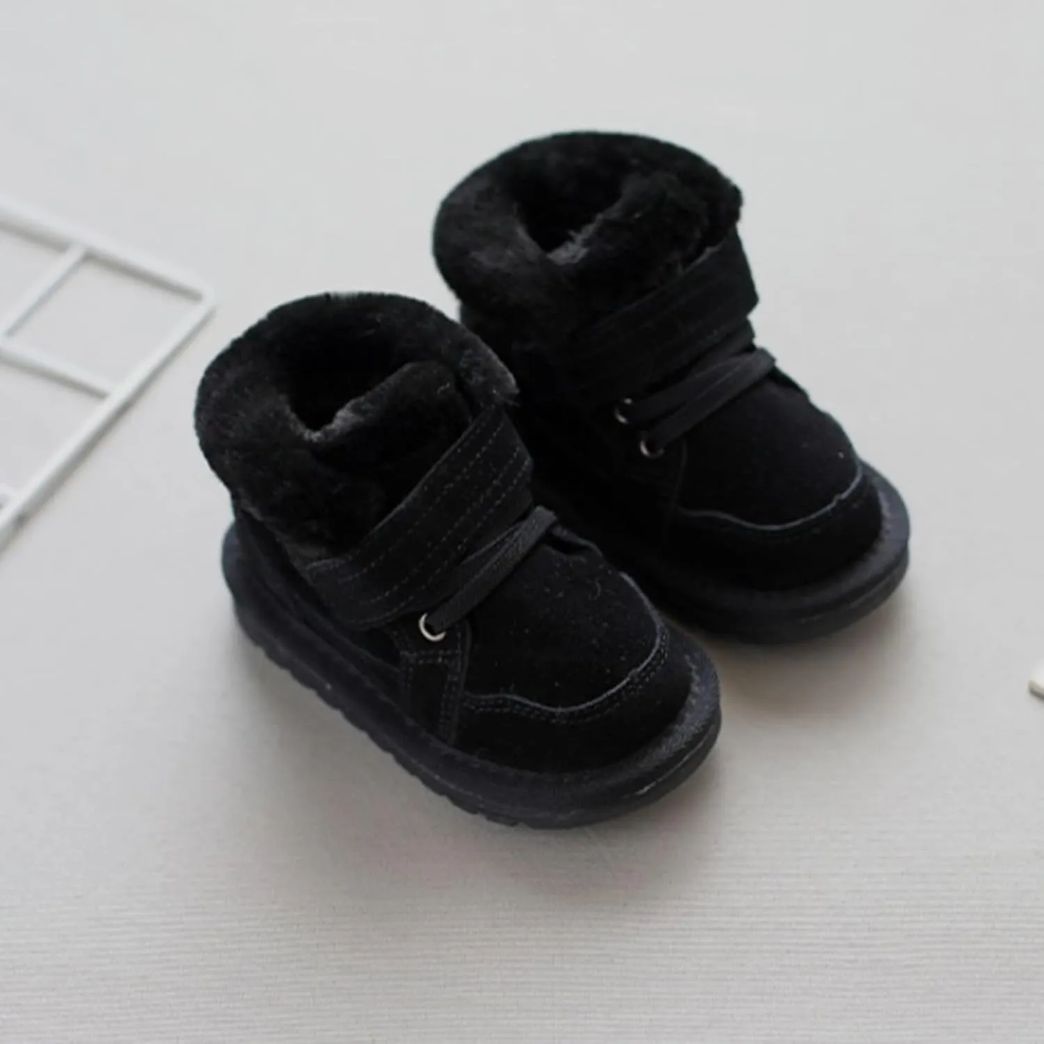 Toddler Baby Boys Girls High Tops Fleece Ankle Sneakers Soft Anti-Slip Sole PU Leather Warm Baby Shoes Toddler Girl