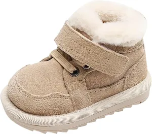 Toddler Baby Boys Girls High Tops Fleece Ankle Sneakers Soft Anti-Slip Sole PU Leather Warm Baby Shoes Toddler Girl