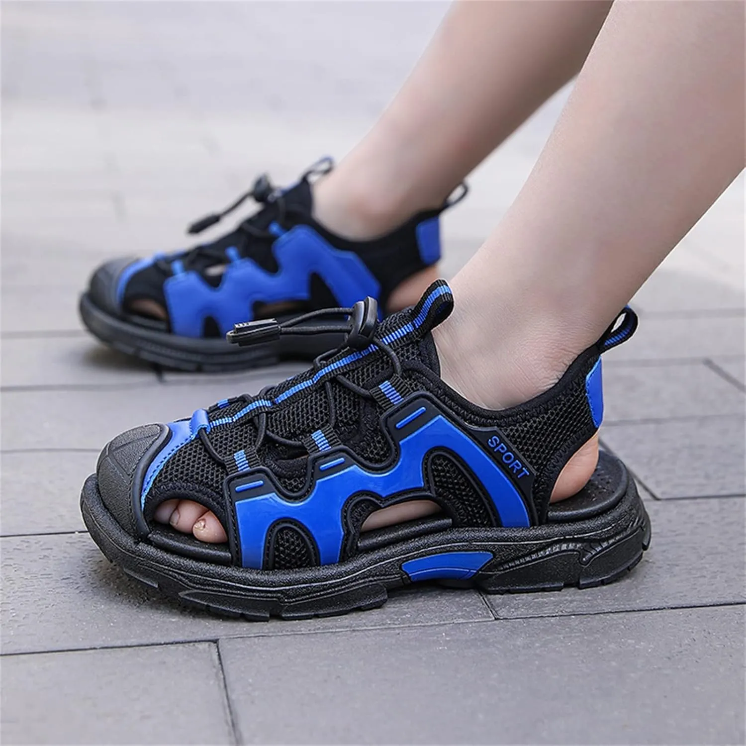 Toddler Baby Girl Boy Child Sandals Summer Breathable Shoes Premium Soft Sole Non Slip Slippers (Blue, 4 Big Kids)