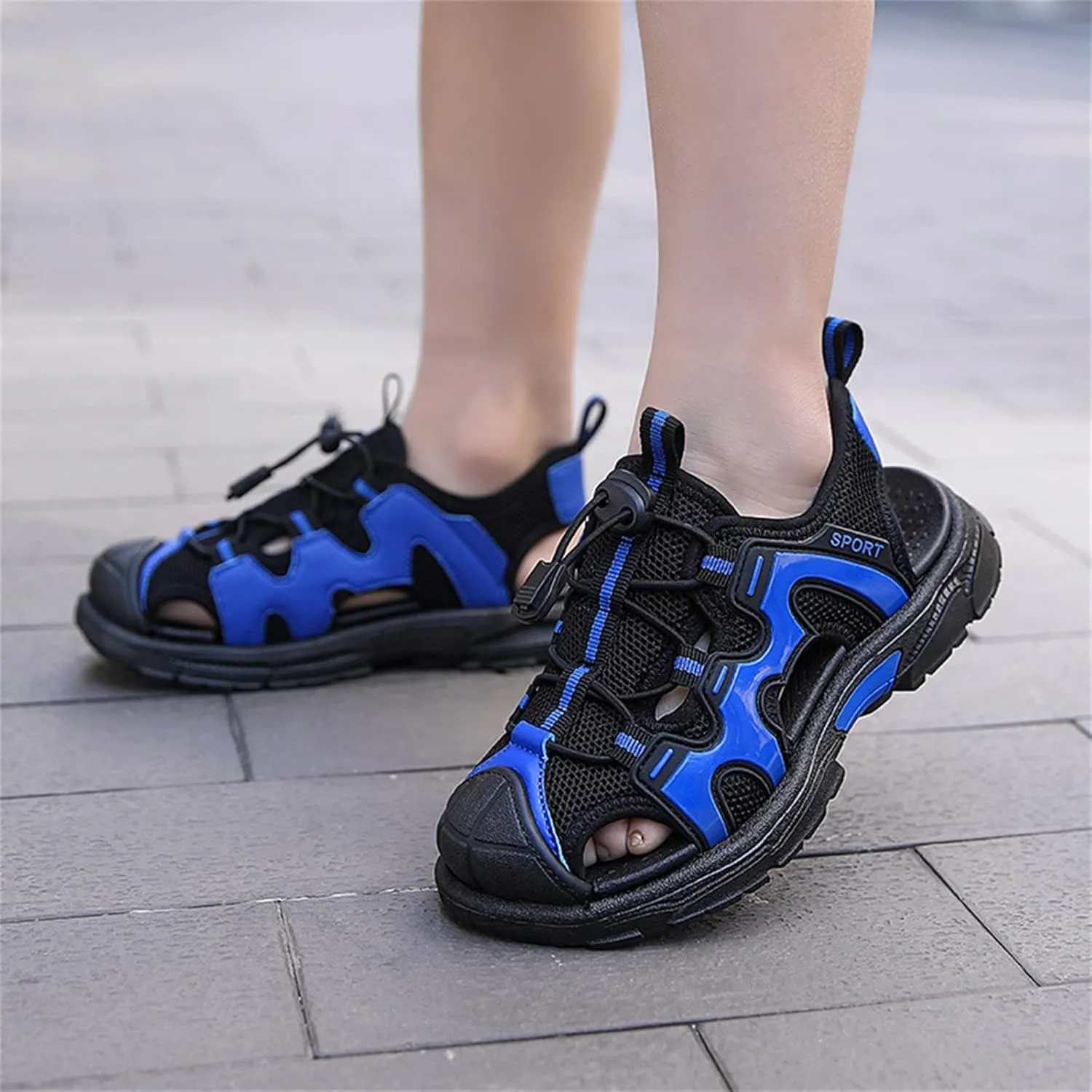 Toddler Baby Girl Boy Child Sandals Summer Breathable Shoes Premium Soft Sole Non Slip Slippers (Blue, 4 Big Kids)