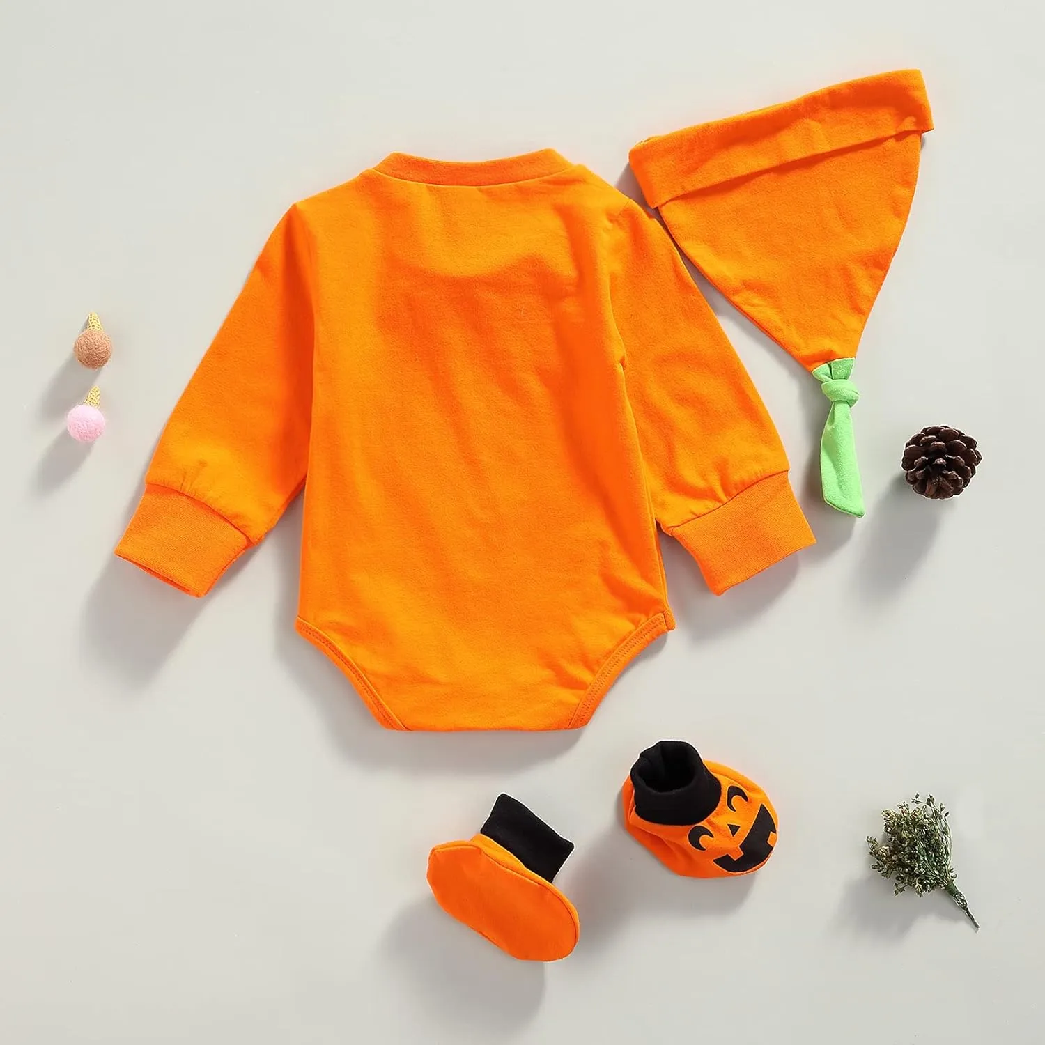 Toddler Baby Girl Boy Halloween Pumpkin Costumes Newborn Baby Pumpkin Outfits with Hat